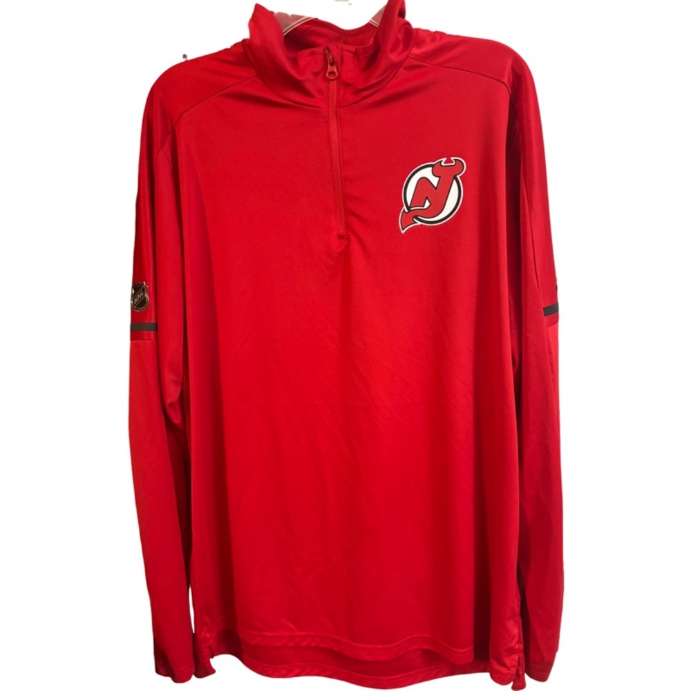 Men's adidas Red New Jersey Devils Under the Lights AEROREADY Quarter-Zip Large